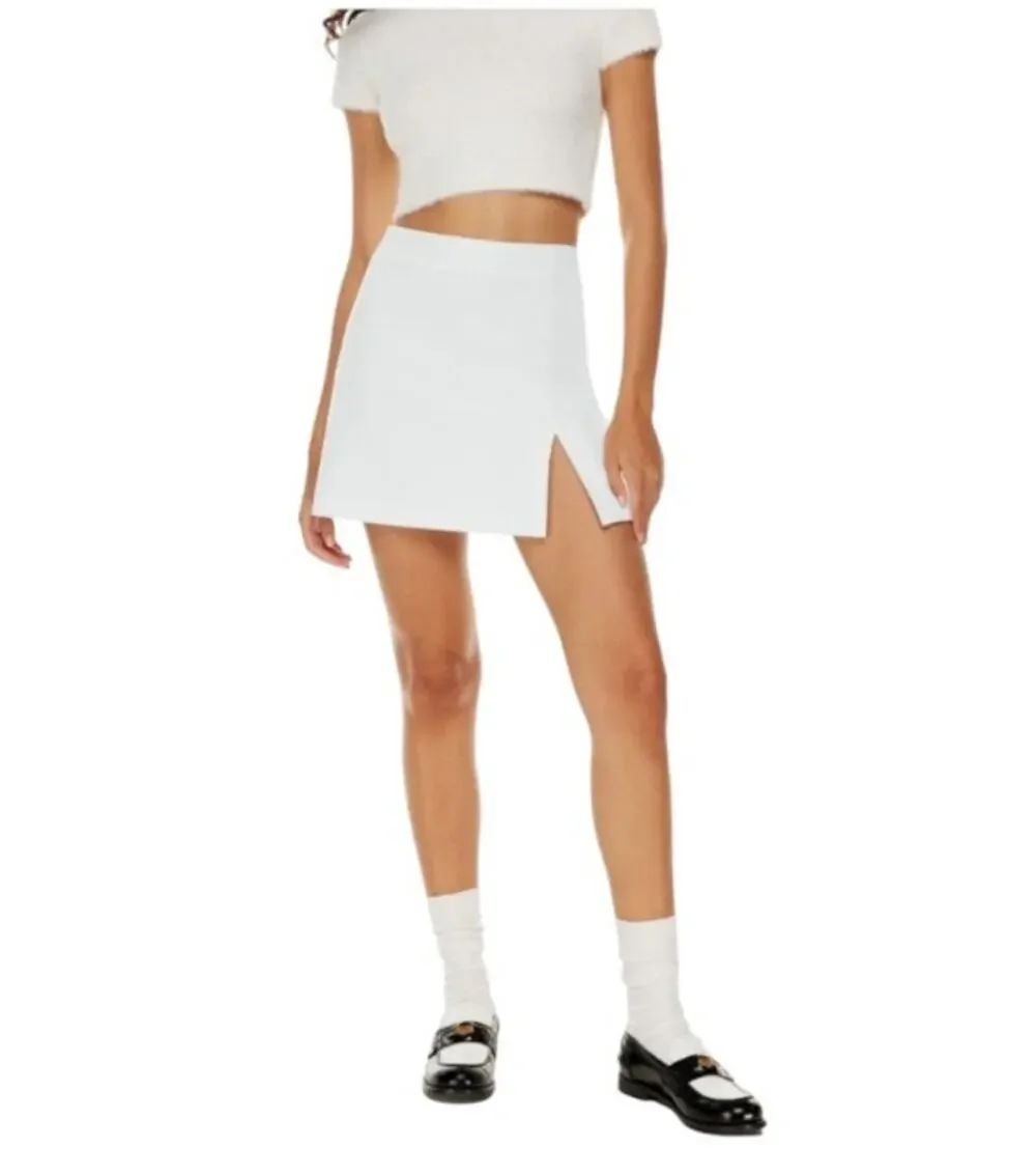 Aritzia Sunday Best Tatiana White Mini Skirt Side Slit Zip Plus Size 14 NEW